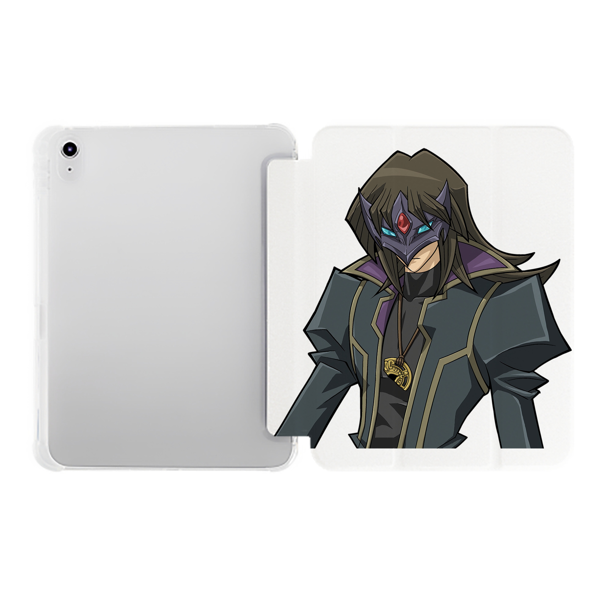 （画像用） 遊☆戯☆王 Yu-Gi-Oh! IPad ケース ペン収納付き 三つ折りスタンド PUレザー×シリコン 対応機種9.5/10.5/10.9インチ